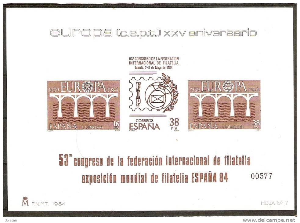 PRUEBAS OFICIALES EDIFIL Nº 6 Y 7, ESPAÑA 84, PERFECTAMENTE CONSERVADAS--LUJO-NUEVOS-SIN CHARNELA-NEUF SANS CHARNIÈRE - Blocks & Sheetlets & Panes