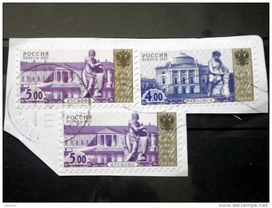 Russia - 2002 - Mi.Nr.1048,1049 - Used - Palaces - Palace, Pavlov - Castle Kuskov - Definitives -self-adhesive- On Paper - Used Stamps