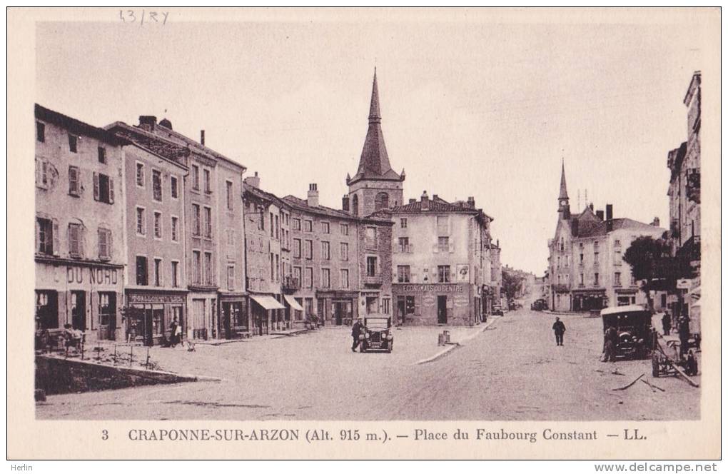 43 - CRAPONNE-SUR-ARZON - Place Du Faubourg Constant - Automobiles - Craponne Sur Arzon