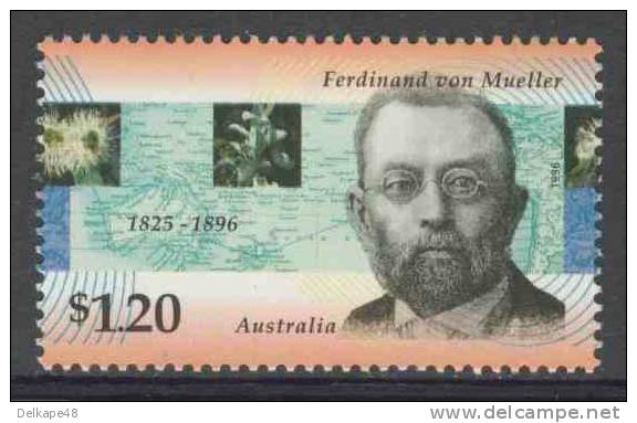 Australia 1996 Mi 1605 Sc 1566 ** Ferdinand Von Mueller (1825-1896) German Botanist, Explorer In Australia, Map, Plant - Onderzoekers