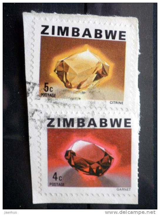 Zimbabwe - 1980 - Mi.Nr.229,230 - Used - Gems - Granat, Citrin - Definitives - On Paper - Zimbabwe (1980-...)