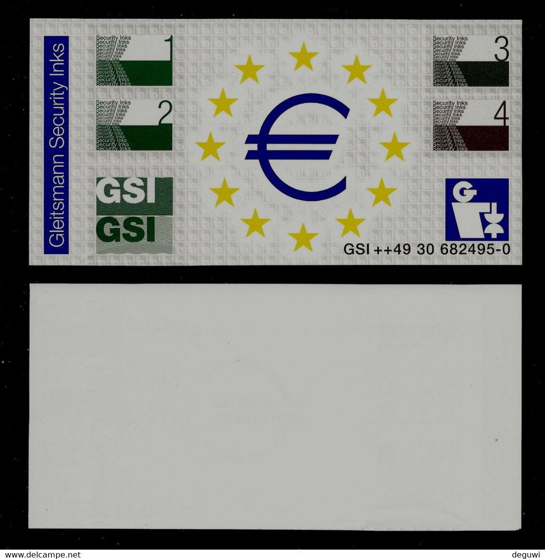 Test Note "GSI Euro" Testnote, RRR, UNC, Farb-Kippeffekt, Echantillon, SPECIMEN - Andere & Zonder Classificatie