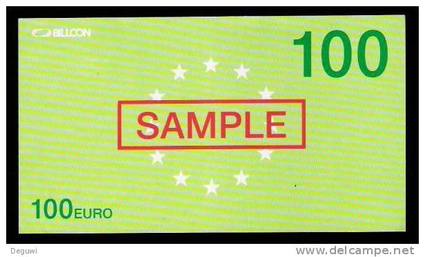 Test Note "BILLCON" Testnote, 100 EURO, Eins. Druck, Sample, RRR, Used - Andere & Zonder Classificatie