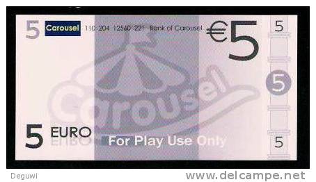 Test Note "CAROUSEL", Typ A, Billet Scolaire, 5 EURO, Training, EURO Size, RRRR, UNC, Papier, Play Money - Sonstige & Ohne Zuordnung