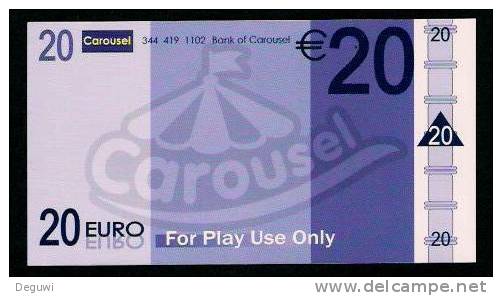 Test Note "CAROUSEL", Typ A, Billet Scolaire, 20 EURO, Training, EURO Size, RRRR, UNC, Papier, Play Money - Other & Unclassified