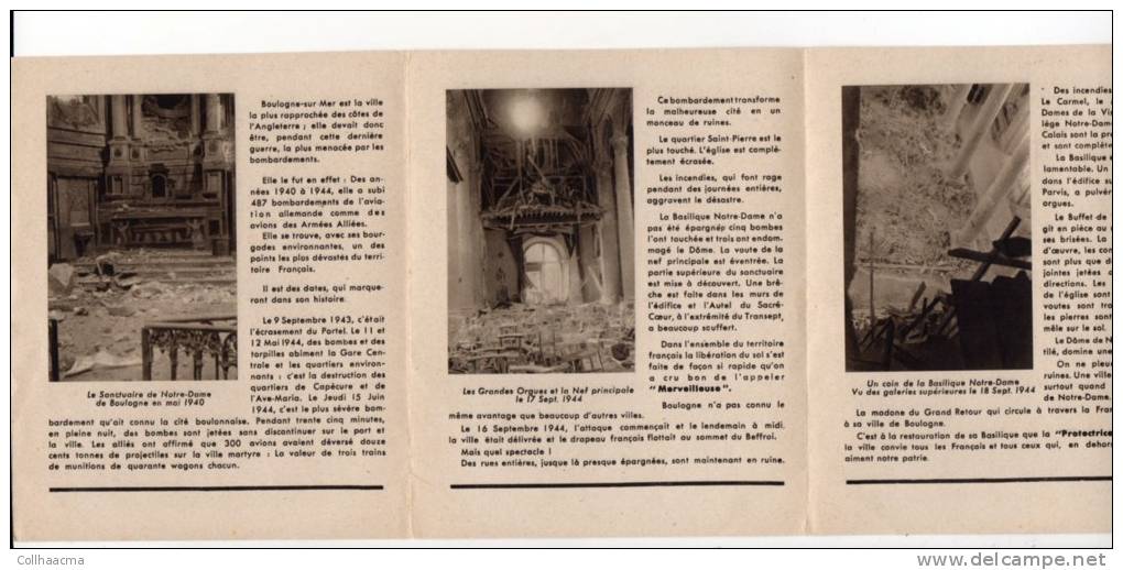 * 59 Boulogne Sur Mer - Dépliant Publicitaire De La Basilique Notre Dame / Destruction Guerre 1939/1945 - Boulogne Sur Mer