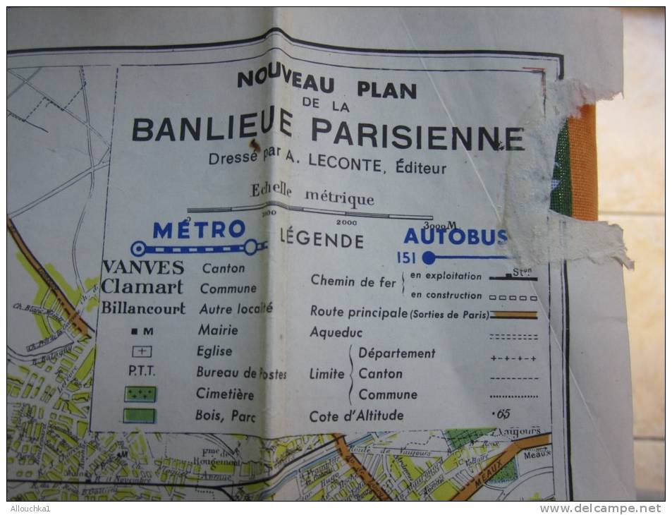 Plan (éclair Dé, Carte Géographique Et Réseau Métropolitain De Paris Banlieue à. Leconte éditeuréchelle De 1 /17.500 éme - Europa