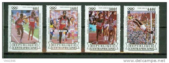 Centrafricaine 1985, 4V,athletics,hardlopen,steeple,polsstokhoogspringen, MNH/Postfris(D1341) - Zomer 1984: Los Angeles