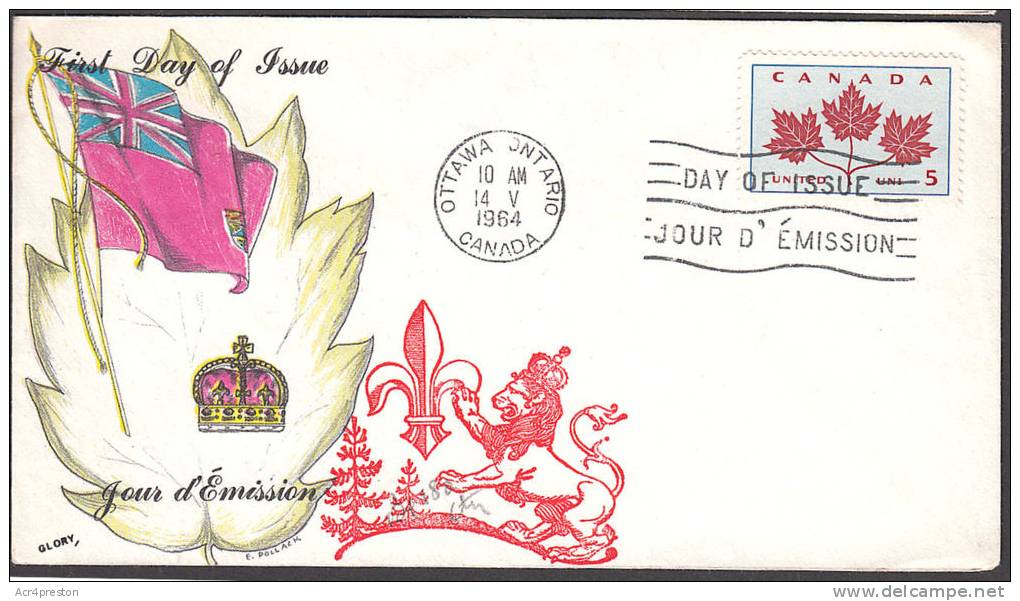 Cov469 Canada 1964, SG542, Canada Unity Day, Maple Leaf FDC - 1961-1970