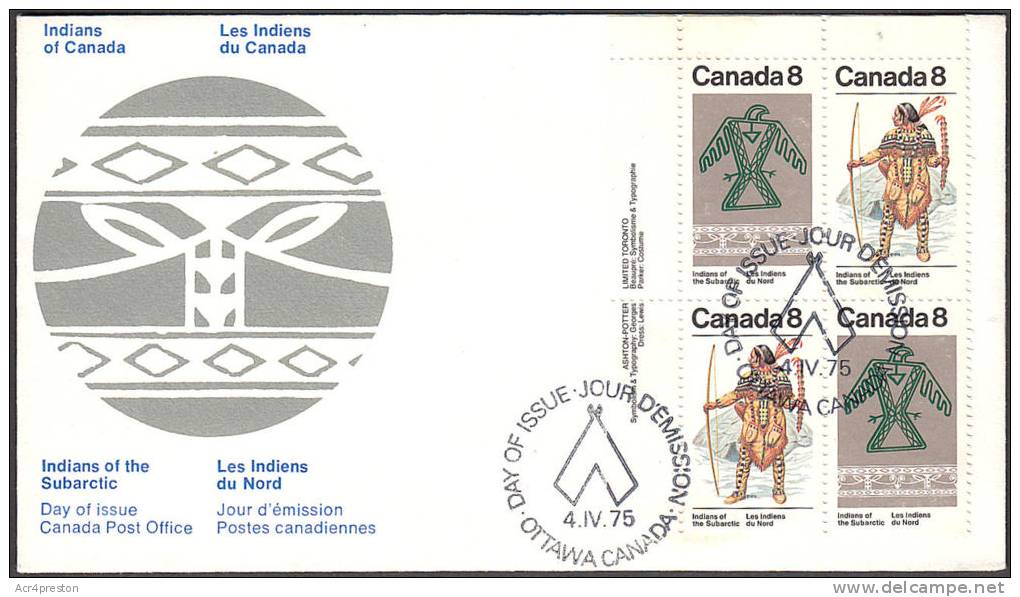 Cov472 Canada 1975, SG737-738, Indians Of Canada FDC - 1971-1980