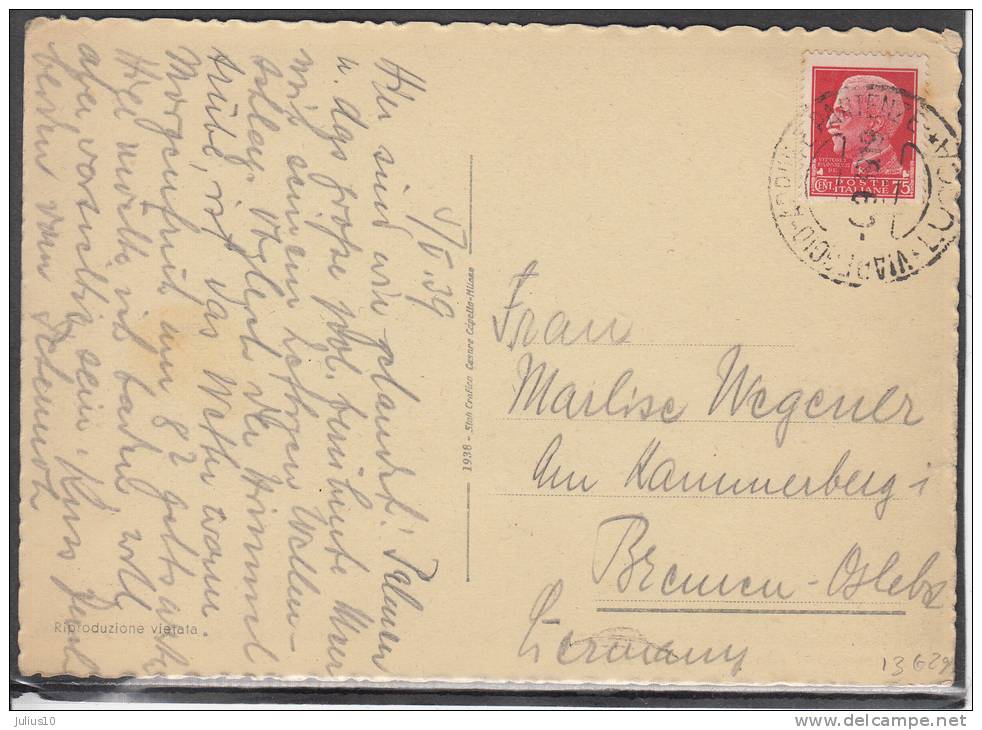 ITALY 1939 Viareggio Panorama E Alpi Apuane Used Postcard Sent To Germany #13629 - Viareggio