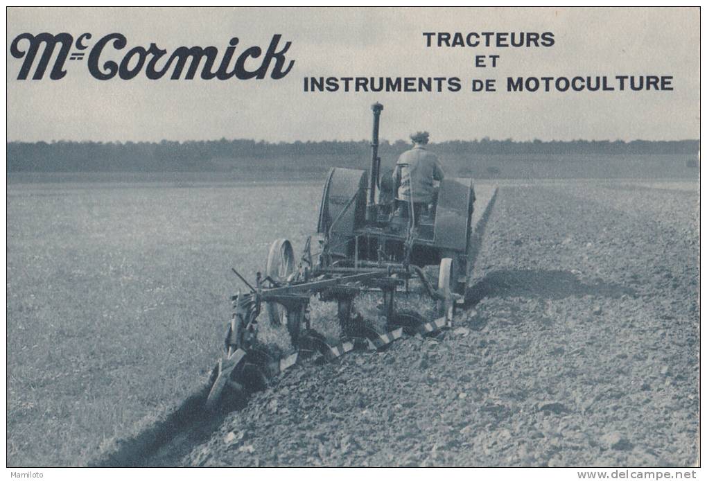 MC CORMICK " TRACTEURS ET INSTRUMENT DE MOTOCULTURE " - Tracteurs