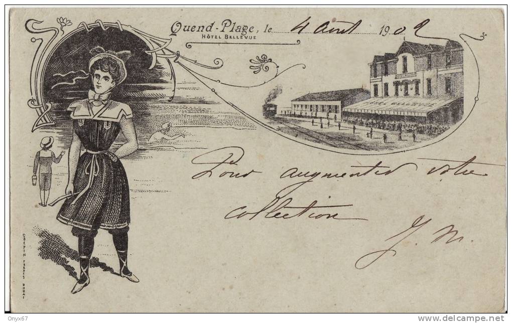 QUEND-PLAGE - Hôtel-Bellevue - Précurseur - Carte Lithographie - - Quend