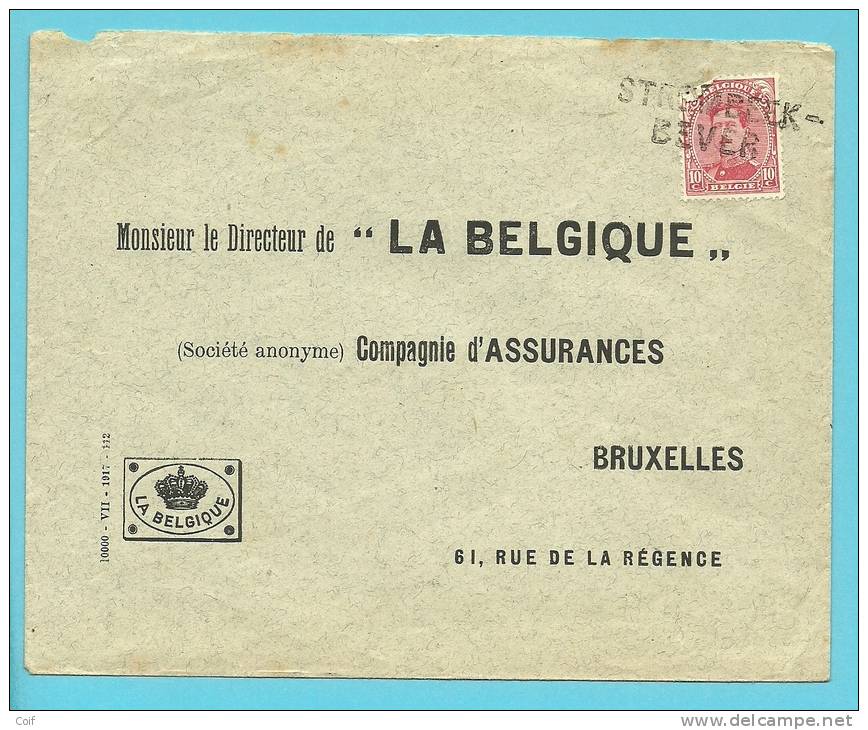 138 Op Brief Met Naamstempel (griffe D´origine) STROMBEEK-BEVER Als Noodstempel Gebruikt - Foruna (1919)