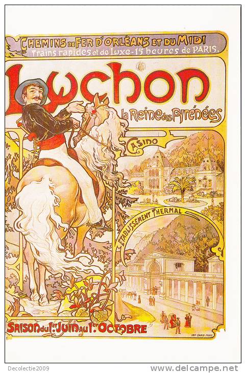B70609 Reproduction Illustrateur Mucha Luchon La Reine Des Pyrenees Not Used Perfect Shape 2 Scans - Mucha, Alphonse