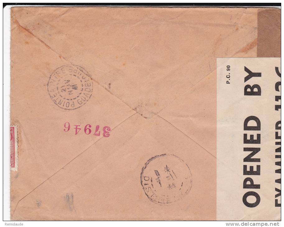 GUADELOUPE - 1941 - ENVELOPPE RECOMMANDEE De CAPESTERRE Pour CLERMONT PUIS PARIS Avec 2 CENSURES US+ COMMISSION B - Guerre De 1939-45