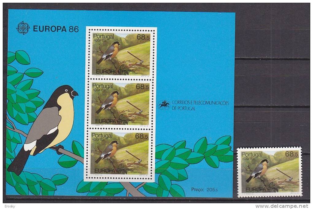 B3001 - PORTUGAL AZORES Yv N°365 + BF ** ANIMAUX ANIMALS EUROPA - Azores