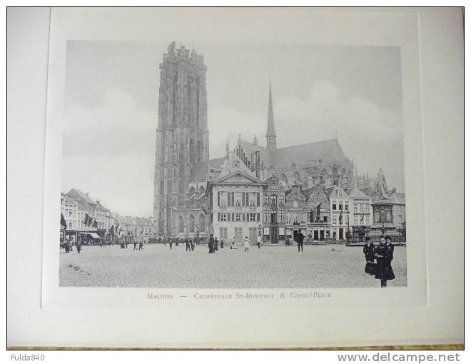 Photo De Jh Et P. Jumpertz.    MALINES.    Cathédrale St-Rombaut &amp; Grand'Place.      1900-05.       (animée) - Anciennes (Av. 1900)