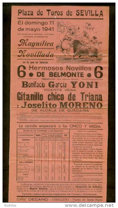 CARTEL DE TOROS PLAZA DE TOROS DE LA REAL MAESTRANZA DE SEVILLA - Otros & Sin Clasificación