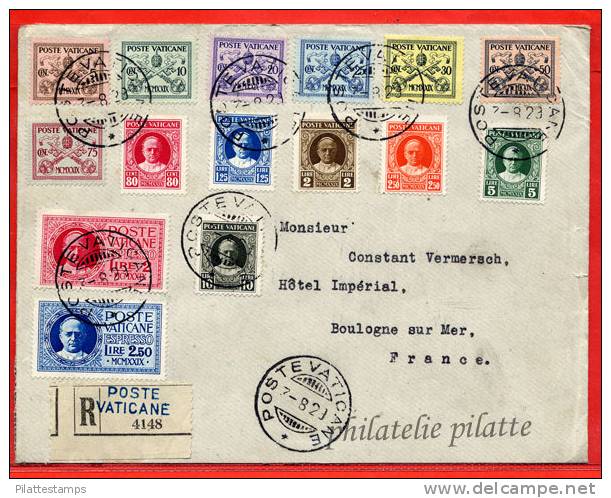 VATICAN LETTRE RECOMMANDEE DE 1929 POUR BOULOGNE SUR MER FRANCE - Maschinenstempel (EMA)