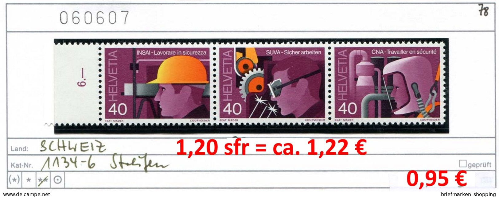 Schweiz 1978 - Suisse 1978 - Switzerland 1978 - Svizzera 1978 - Michel 1134-1136 ZD-Streifen - ** Mnh Neuf Postfris - Unused Stamps