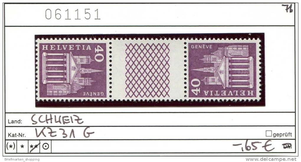 Schweiz - Suisse - Switzerland - Svizzera - Michel KZ 31 G - Zusammendruck  - ** Mnh Neuf Postfris - Se-Tenant