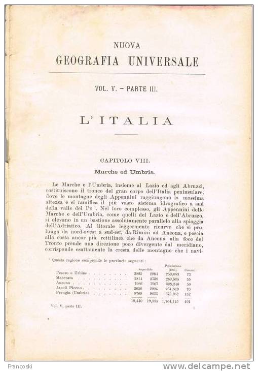 Reclus-Geografia Univ.-Marche-Umbria-1904-Topografia-Stampe Lago Piediluco,Lago Trasimeno,Perugia,Assisi,Terni,Ancona... - Libros Antiguos Y De Colección