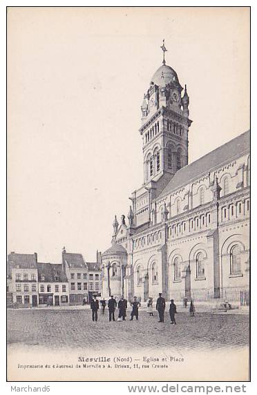 MERVILLE EGLISE ET PLACE Editeur A Drieux - Merville