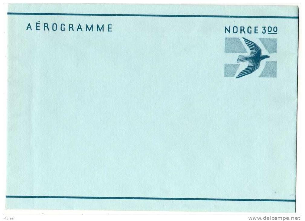 Norvège: Très Bel Entier Aérogramme Neuf Timbre Oiseau - Postal Stationery