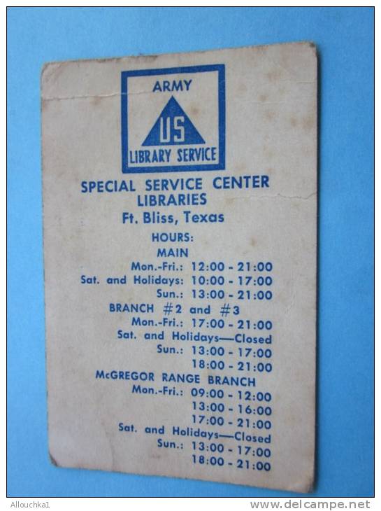 Militaria1962 Calendrier De Petit Format En Anglais De L'US Armée Librairie Service-spécial Service Icenter Texas - Small : 1961-70