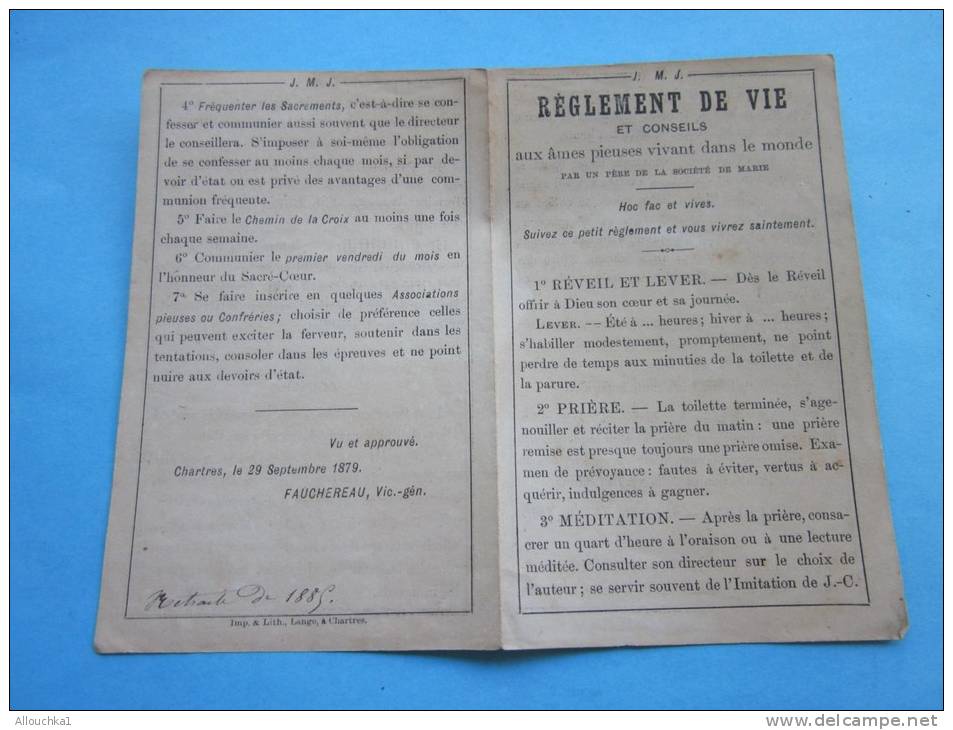 Chartres 1879 Religion Chrétiennerèglement De Vie Et Conseil Aux âmes Pieuses Vivant Dans Le Monde Par Un Père De La Soc - Religion & Esotericism