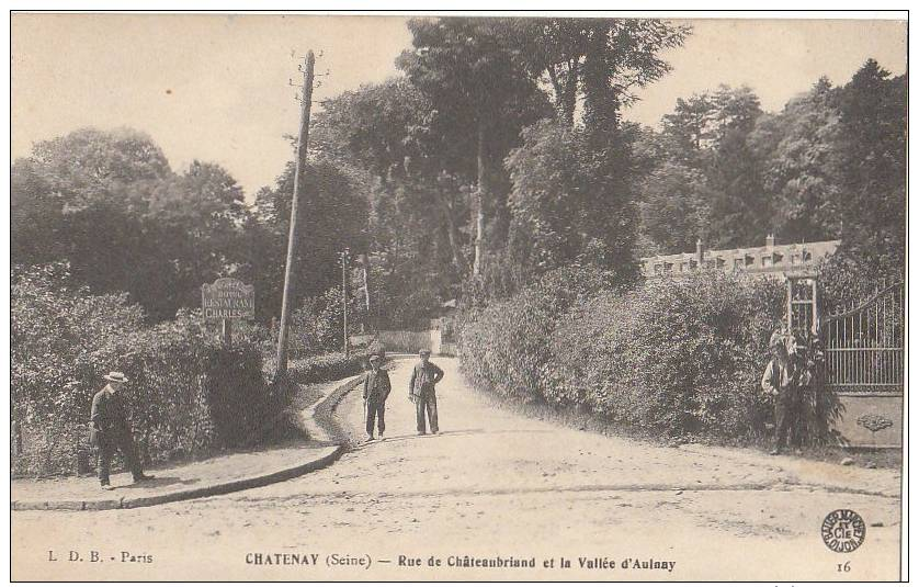 92 CHATENAY Des Passants Dans La  Rue De Chateaubriand Et La VALLEE D' AULNAY En 1913 - Chatenay Malabry