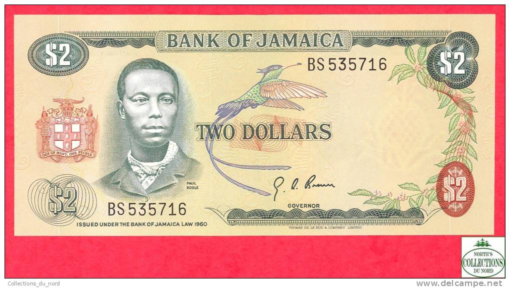 Jamaica 2 Dollars  Sign #4 - EF/AU - Banknote / Jamaique / Billet - Papier Monnaie - Jamaica