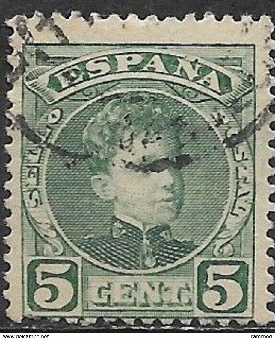 SPAIN 1900 Alphonso XIII - 5c - Green FU - Usados