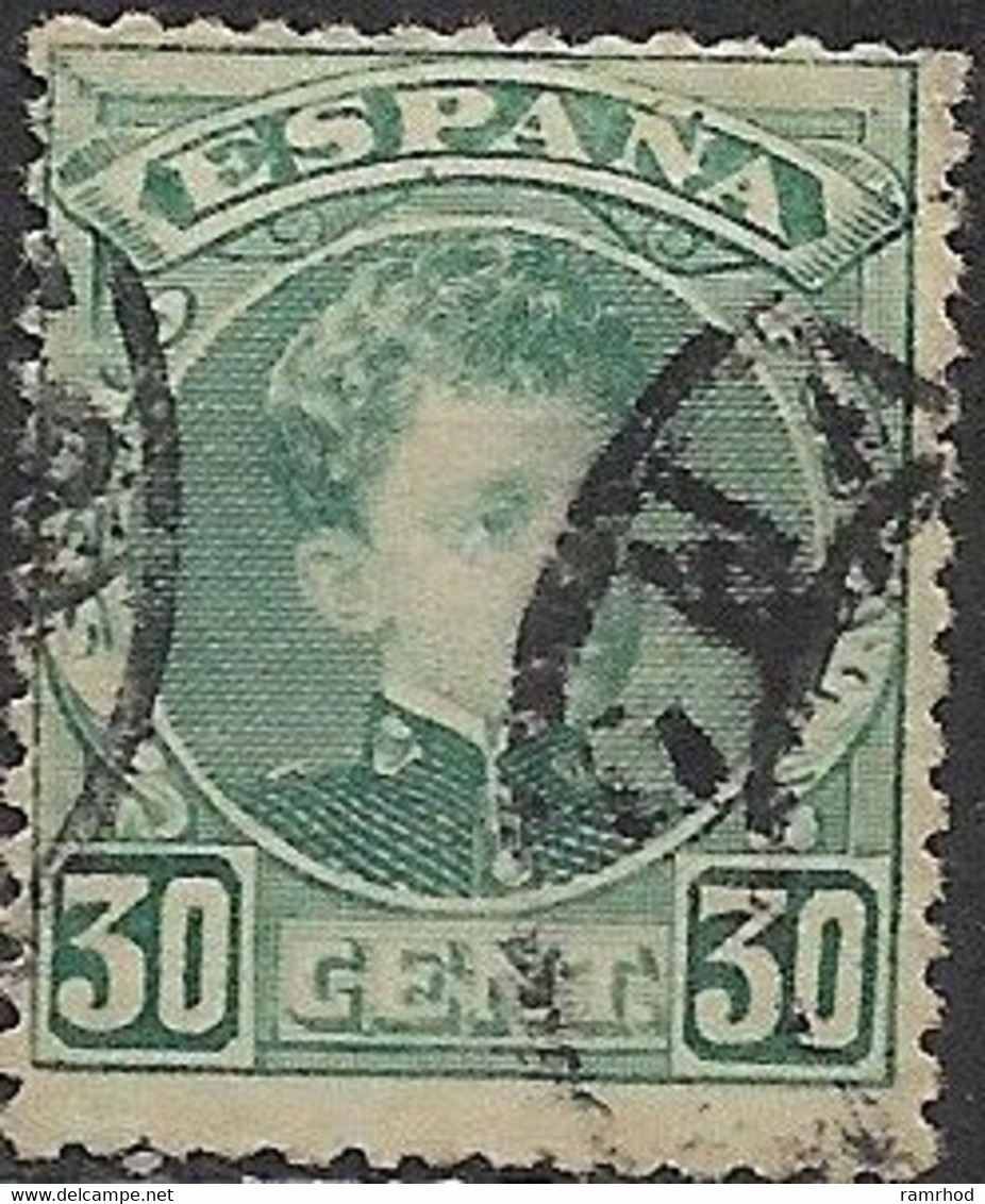 SPAIN 1900 Alphonso XIII - 30c Green FU - Usados