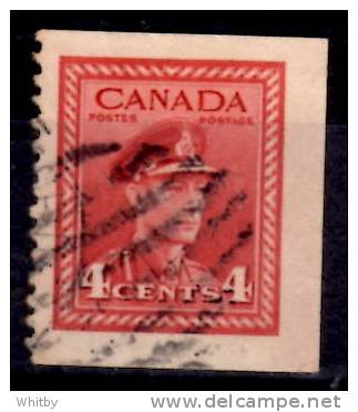 Canada 1943 4 Cent  Cent  King George VI War Coil Issue #254bs  Fom Booklet 254b - Used Stamps