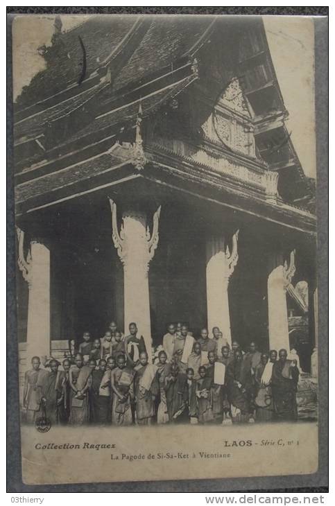 LAOS CPA VIENTIANE LA PAGODE DE SI SA KET 1910 Collection Raquez Etat Moyen - Laos