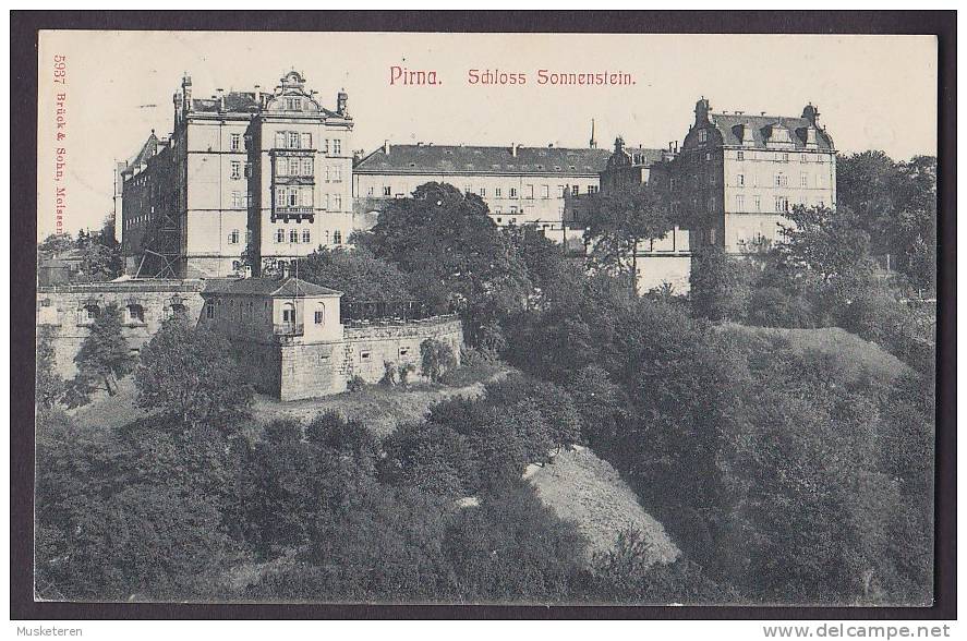 Germany Deutsches Reich PPC Pirna Schloss Sonnenstein DRESDEN 1903 To Denmark (2 Scans) - Pirna