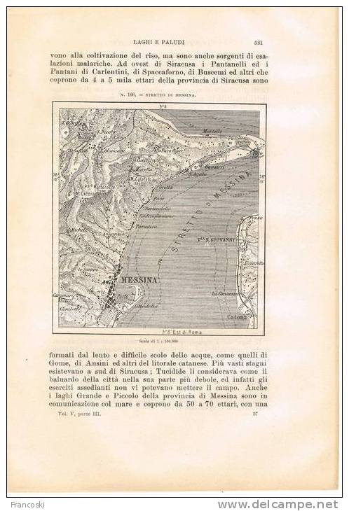 Reclus Geografia Univ.-Topografia,Litho Sicilia Eolie 1904-Etna,Messina,Catania,Marsala,Calatafimi,Palermo,Trapani- - Libri Antichi