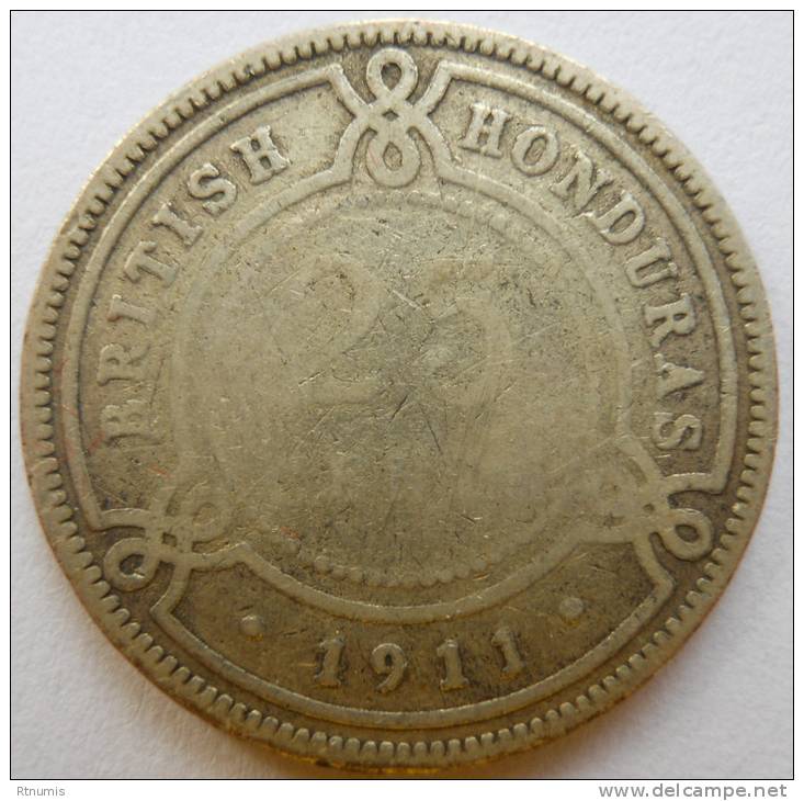 British Honduras 25 Cents 1911 14000ex Km 17 - Honduras