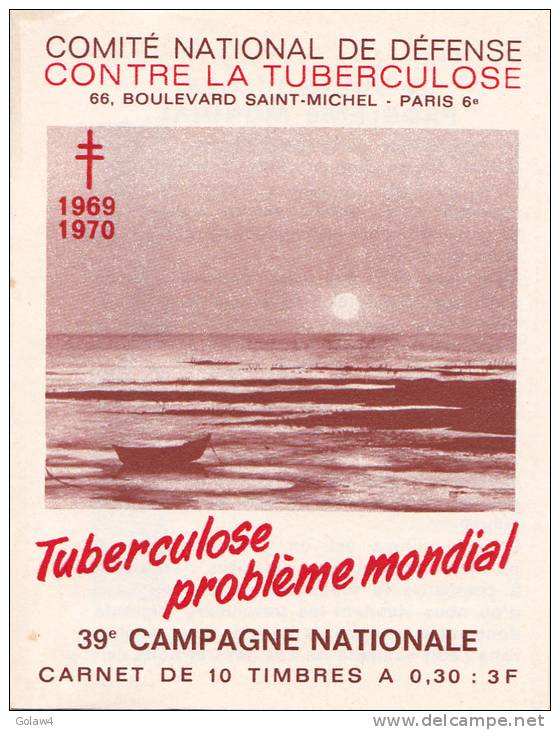 6909# CARNET VIGNETTE CONTRE TUBERCULOSE 1969 - 1970 PLAGE COUCHE DE SOLEIL ANTITUBRCULEUX - Antituberculeux