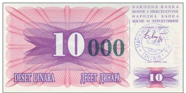 BOSNIA 10,000 Dinari  24.12.1993 P 53C 53 UNC - Bosnie-Herzegovine