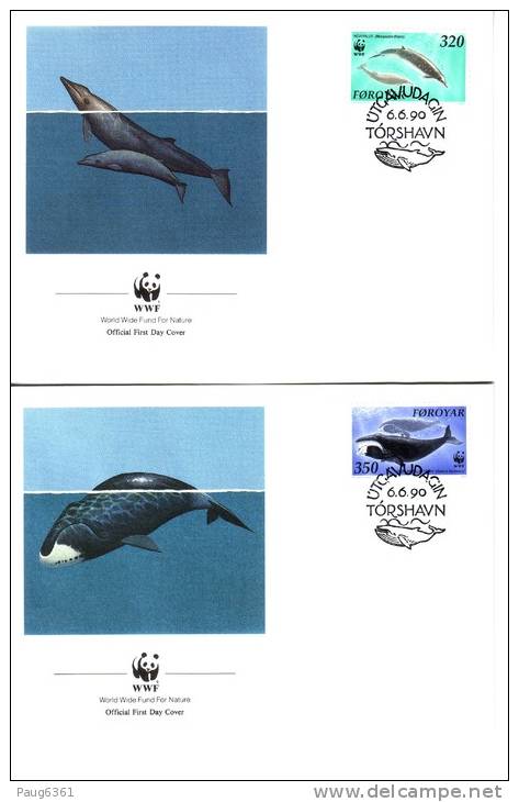 WWF 4 FDC  1990 FEROE BALEINES  YVERT N°197/200 - FDC