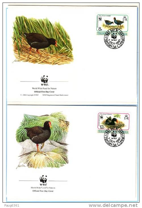 WWF 4 FDC 1991 TRISTAN DA CUNHA OISEAUX  YVERT N°491/94 - FDC