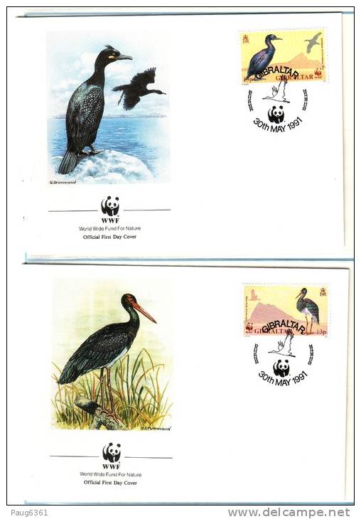 WWF 4 FDC 1991 GIBRALTAR OISEAUX  YVERT N°629/32 - FDC