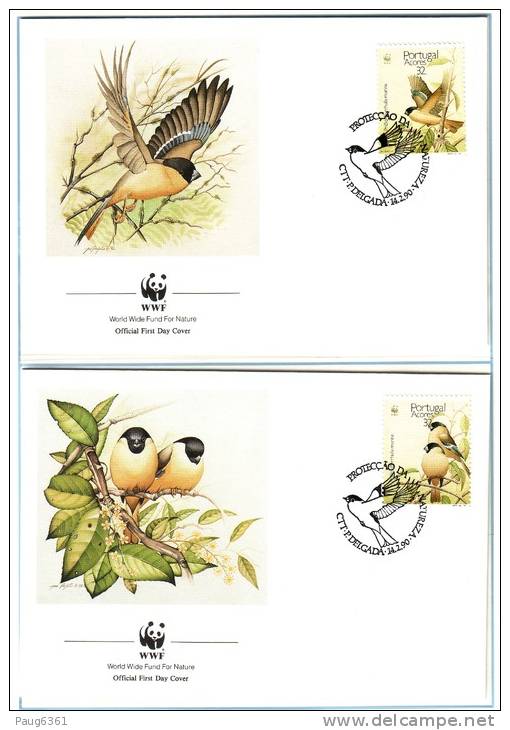 WWF 4 FDC 1990 ACORES OISEAUX YVERT N°395/98 - FDC