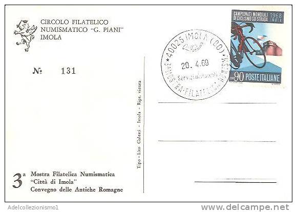 58044)cartolina Illustratoria Imola - Campionato Del Mondo Di Motociclismo 7-9-1969 - Imola