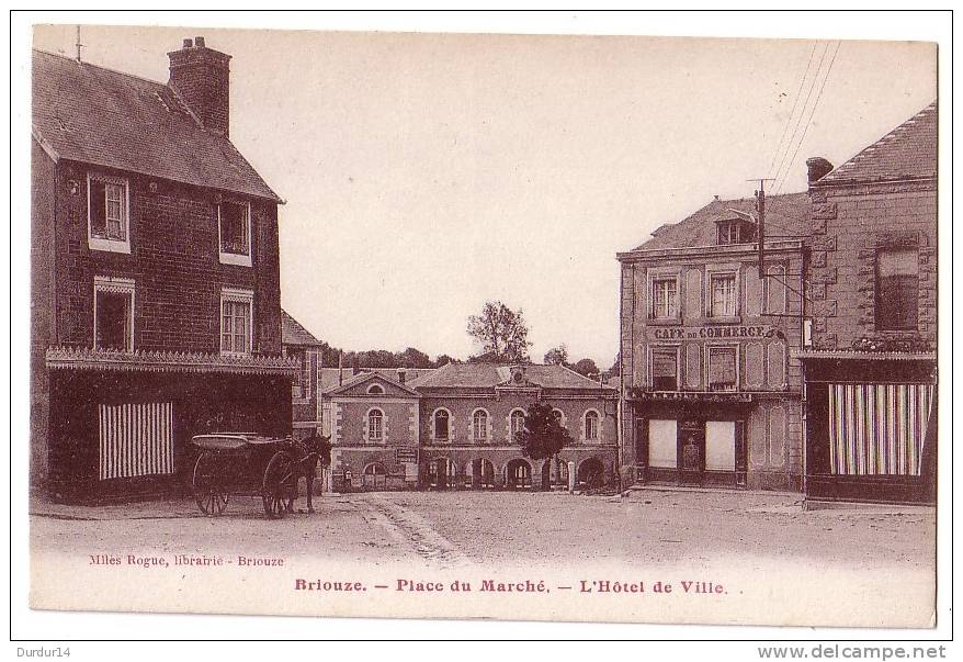 BRIOUZE ( Orne )  Place Du Marché - L'Hôtel De Ville  ( Carte En Bon état...) - Briouze