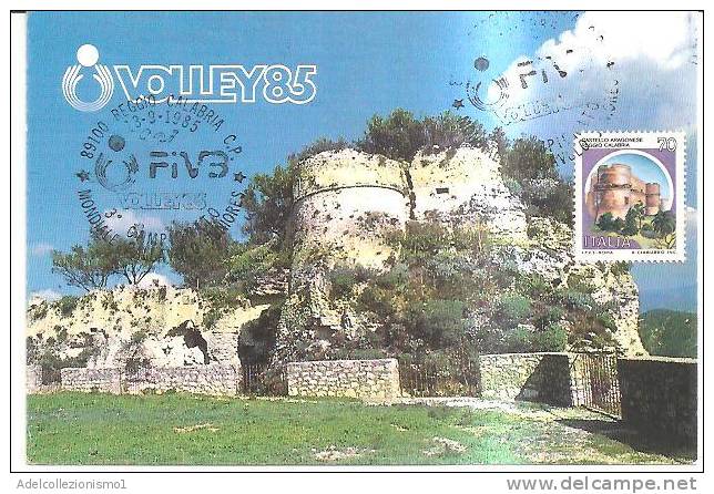 58065)cartolina Illustratoria Pallavolo - Serie  VOLLEY ´85 Con Un Valore + Annullo - Volleyball