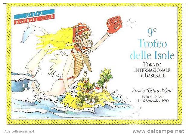 58070)cartolina Illustratoria Isola Di Ustica Serie 9° Trofeo Delle Isole Di Baseball - Baseball